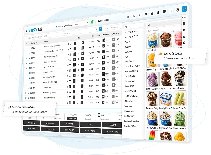 Ice cream shop billing software