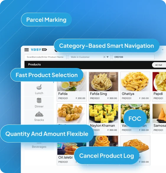 VasyERP streamlined POS billing system with FOC billing and parcel marking for food chain