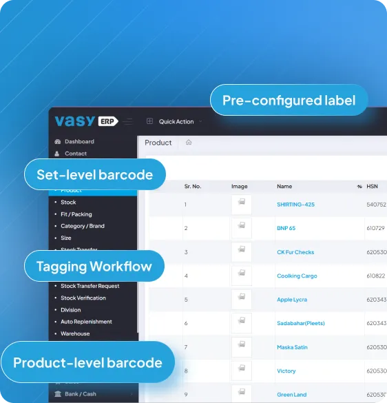 Garment ERP software for barcode generation, product tagging and inventory tracking system