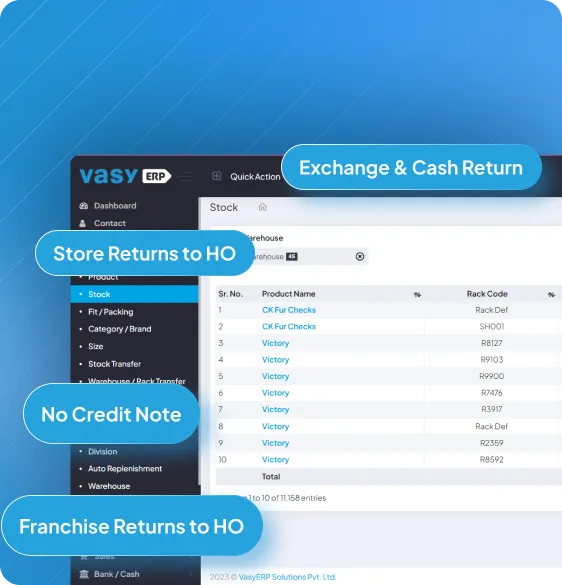 Retail ERP system for product returns, exchange processing and damaged inventory tracking