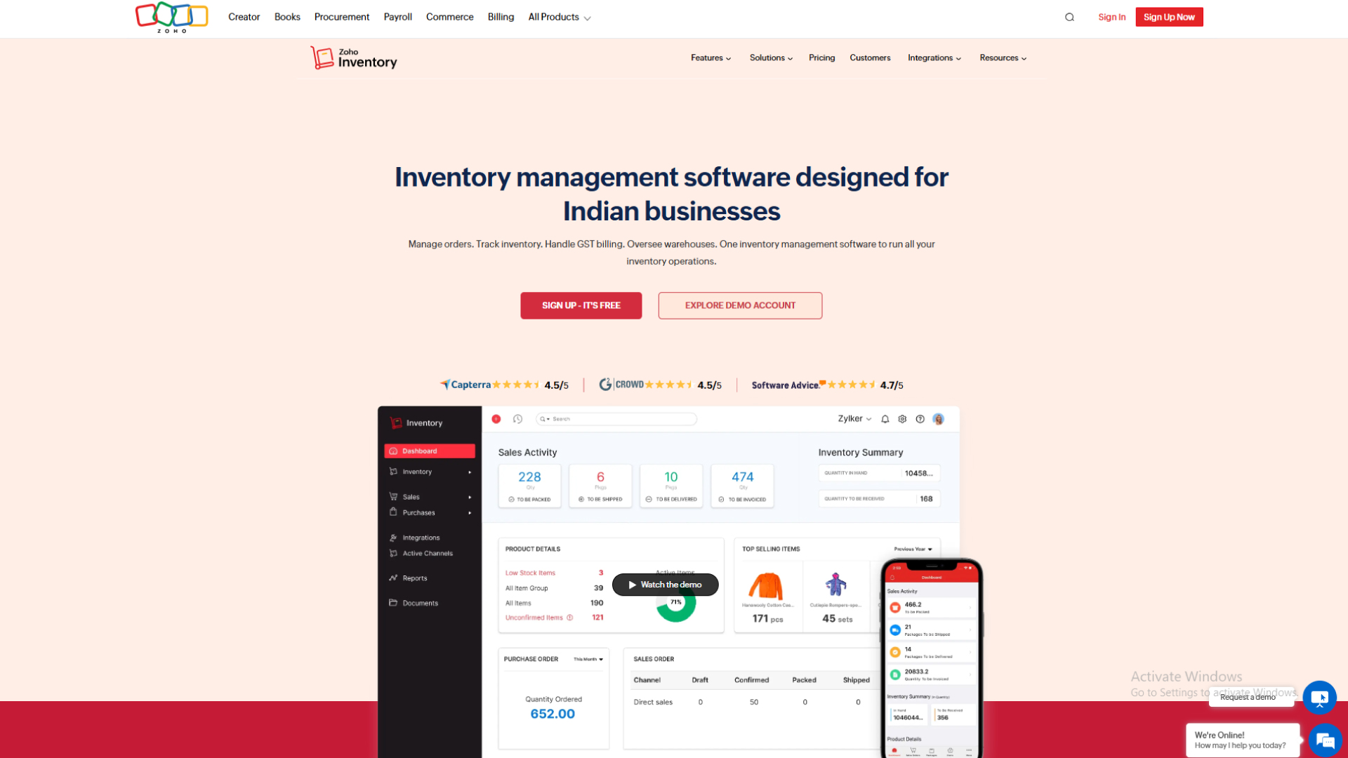 Zoho Inventory Management Software