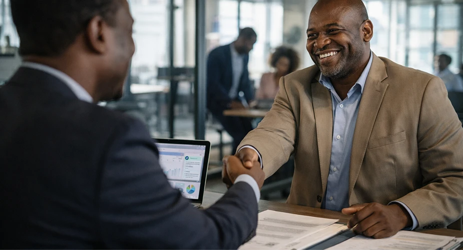 South African businessman showing trust in vasyerp